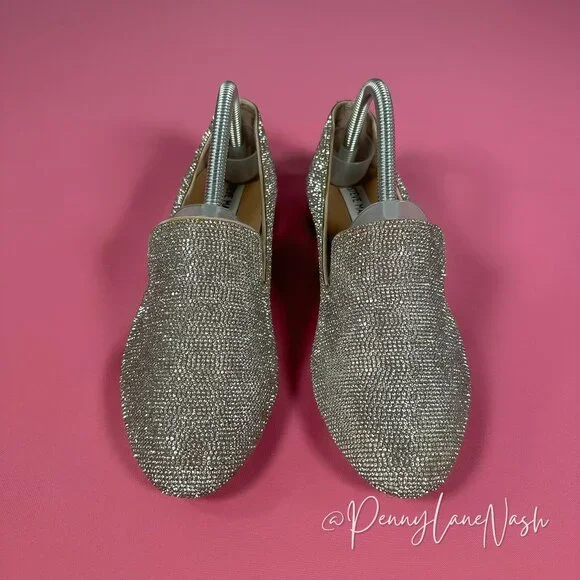 Steve Madden Smile Rhinestone Loafer Flats Silver Size 8M - Picture 3 of 16